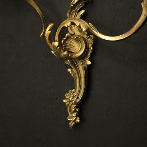 FRENCH SET OF 4 GILDED ANTIQUE WALL LIGHTS - ADDITIONAL PHOTO 7