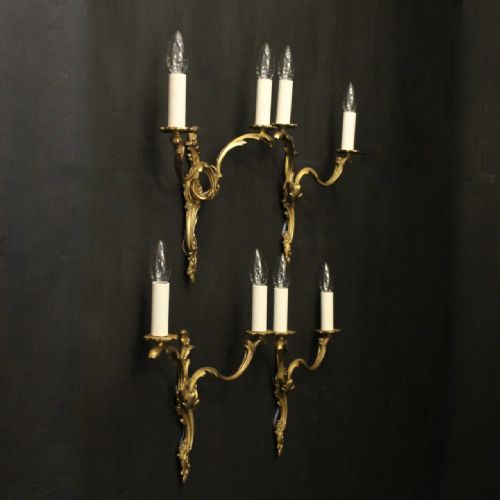 FRENCH SET OF 4 GILDED ANTIQUE WALL LIGHTS - ADDITIONAL PHOTO 9