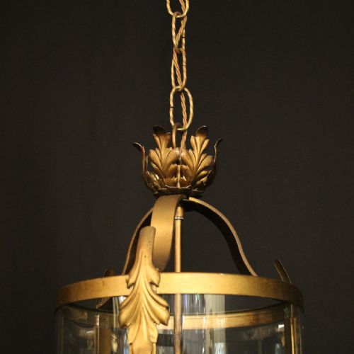 FRENCH GILDED TOLEWARE TRIPLE LIGHT HALL LANTERN - ADDITIONAL PHOTO 5