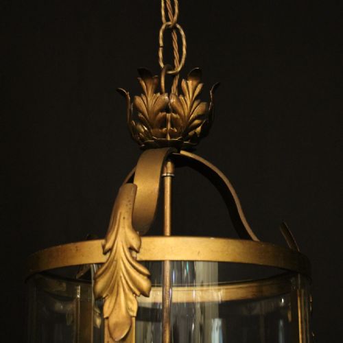 FRENCH GILDED TOLEWARE TRIPLE LIGHT HALL LANTERN - ADDITIONAL PHOTO 6