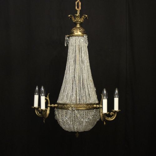 french 19th century tent waterfall antique chandelier - CATEGORY: ANTIQUE LIGHTING - DATED 19TH CENTURY