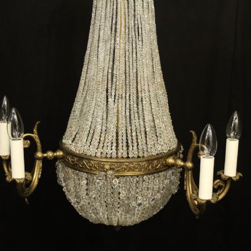 FRENCH 19TH CENTURY TENT WATERFALL ANTIQUE CHANDELIER - ADDITIONAL PHOTO 1