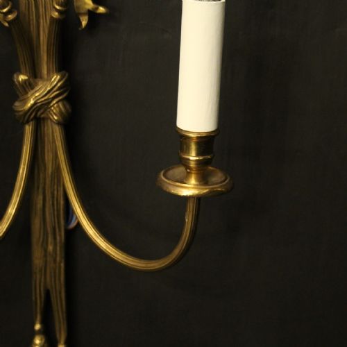 FRENCH PAIR OF GILDED RIBBON ANTIQUE WALL LIGHTS - ADDITIONAL PHOTO 2
