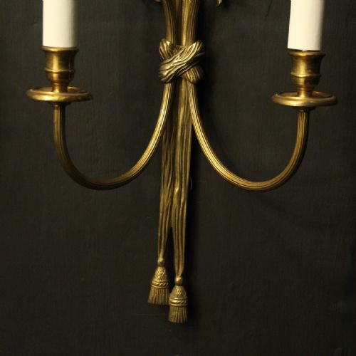 FRENCH PAIR OF GILDED RIBBON ANTIQUE WALL LIGHTS - ADDITIONAL PHOTO 8