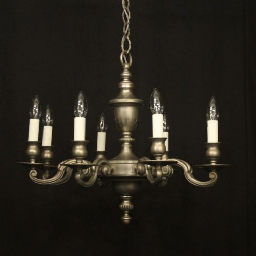 french silver plated 8 light chandelier - CATEGORY: ANTIQUE LIGHTING - DATED 1930