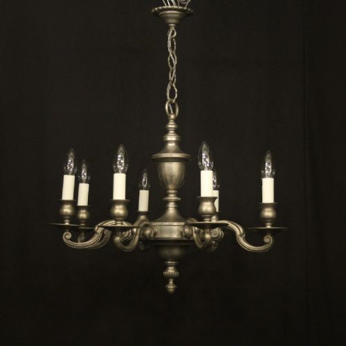 FRENCH SILVER PLATED 8 LIGHT CHANDELIER - ADDITIONAL PHOTO 1