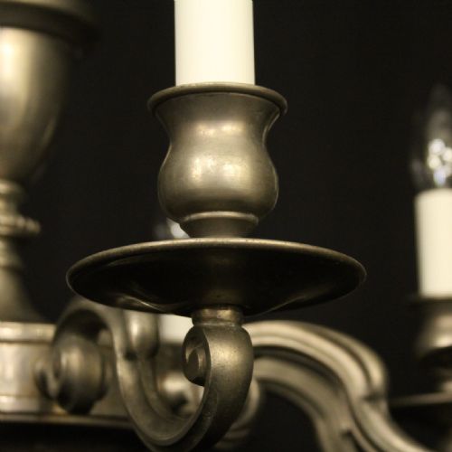 FRENCH SILVER PLATED 8 LIGHT CHANDELIER - ADDITIONAL PHOTO 4