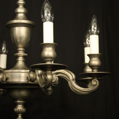 FRENCH SILVER PLATED 8 LIGHT CHANDELIER - ADDITIONAL PHOTO 5