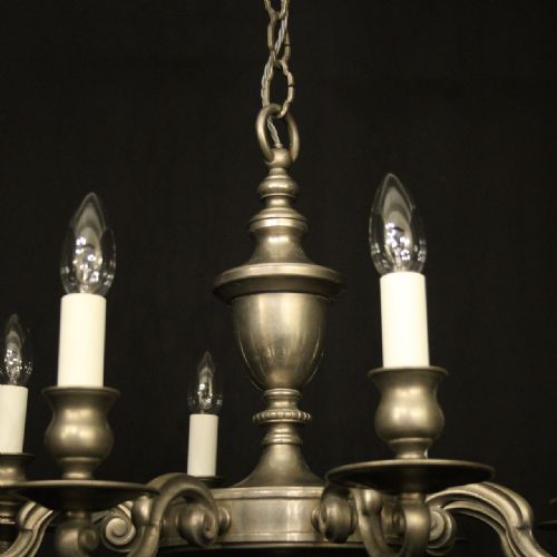 FRENCH SILVER PLATED 8 LIGHT CHANDELIER - ADDITIONAL PHOTO 6