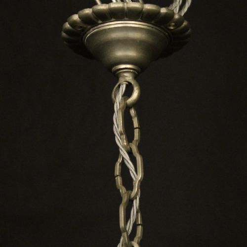 FRENCH SILVER PLATED 8 LIGHT CHANDELIER - ADDITIONAL PHOTO 9