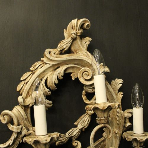 FLORENTINE POLYCHROME TRIPLE ARM WALL LIGHTS - ADDITIONAL PHOTO 5