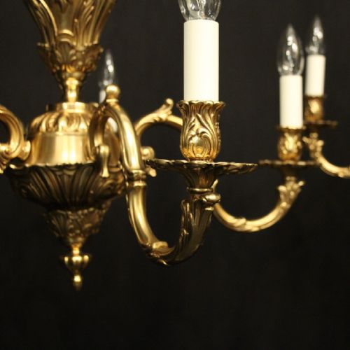 FRENCH PAIR OF GILDED BRONZE 5 LIGHT CHANDELIERS - ADDITIONAL PHOTO 2