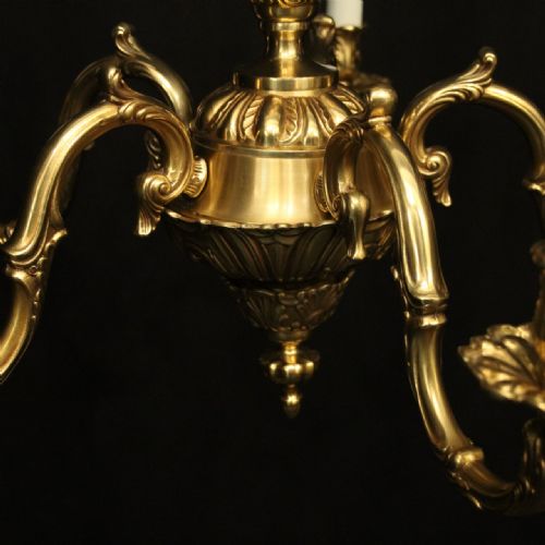 FRENCH PAIR OF GILDED BRONZE 5 LIGHT CHANDELIERS - ADDITIONAL PHOTO 4