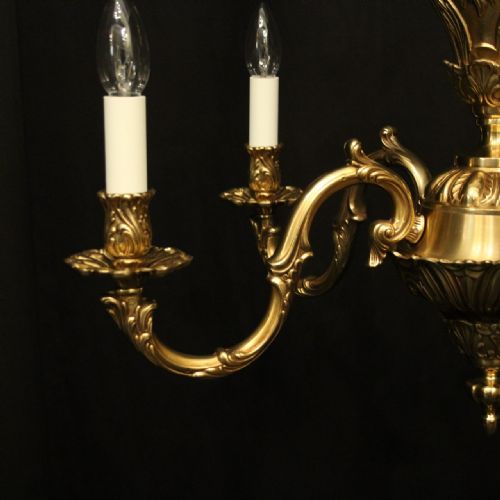 FRENCH PAIR OF GILDED BRONZE 5 LIGHT CHANDELIERS - ADDITIONAL PHOTO 6
