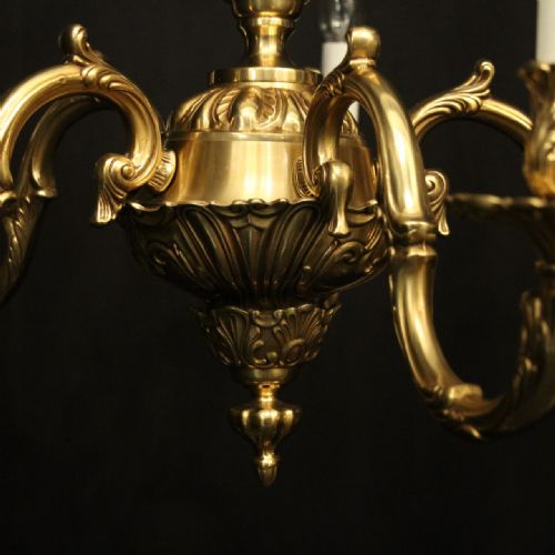 FRENCH PAIR OF GILDED BRONZE 5 LIGHT CHANDELIERS - ADDITIONAL PHOTO 8