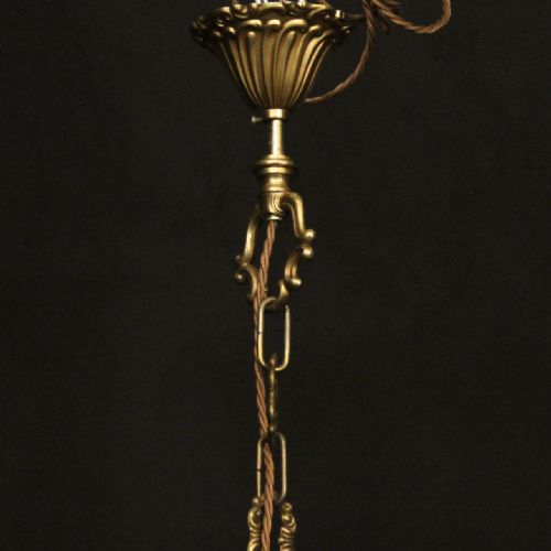 FRENCH PAIR OF GILDED BRONZE 5 LIGHT CHANDELIERS - ADDITIONAL PHOTO 9