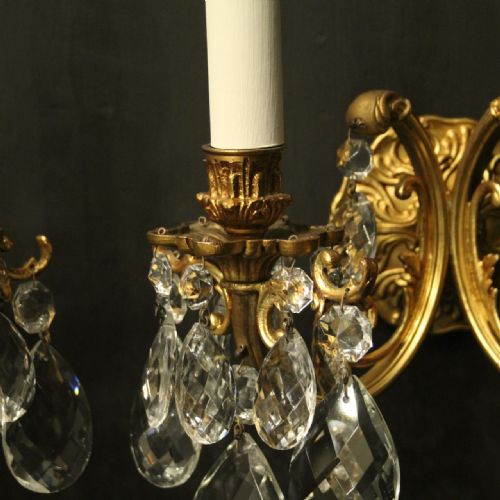 FRENCH PAIR OF CRYSTAL TWIN ARM WALL LIGHTS - ADDITIONAL PHOTO 6