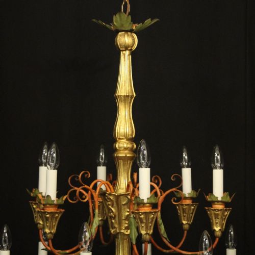 FLORENTINE 12 LIGHT LARGE GILTWOOD ANTIQUE CHANDELIER - ADDITIONAL PHOTO 4