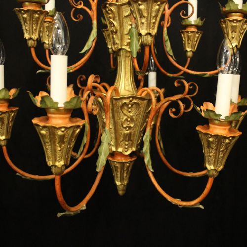 FLORENTINE 12 LIGHT LARGE GILTWOOD ANTIQUE CHANDELIER - ADDITIONAL PHOTO 6