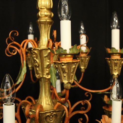 FLORENTINE 12 LIGHT LARGE GILTWOOD ANTIQUE CHANDELIER - ADDITIONAL PHOTO 7