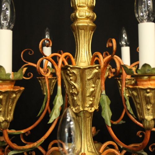 FLORENTINE 12 LIGHT LARGE GILTWOOD ANTIQUE CHANDELIER - ADDITIONAL PHOTO 8