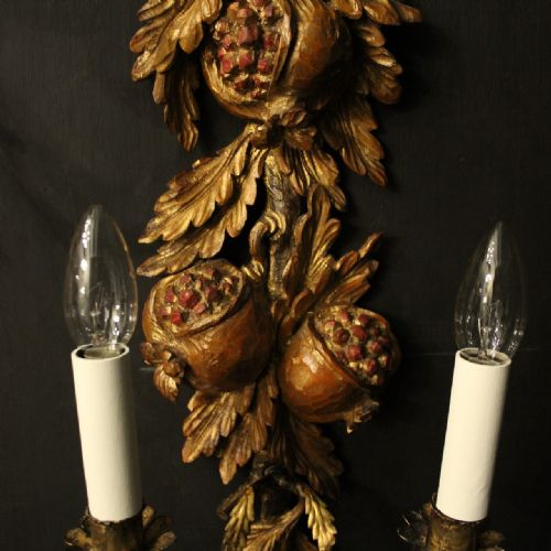 ITALIAN SET OF 4 GILTWOOD TOLEWARE ANTIQUE WALL LIGHTS - ADDITIONAL PHOTO 3