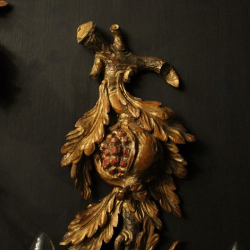 ITALIAN SET OF 4 GILTWOOD TOLEWARE ANTIQUE WALL LIGHTS - ADDITIONAL PHOTO 6