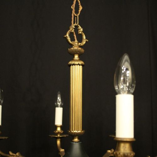 FRENCH EMPIRE GILDED BRASS 8 LIGHT CHANDELIER - ADDITIONAL PHOTO 5