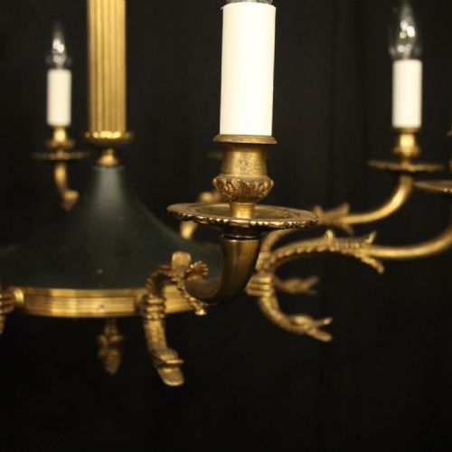 FRENCH EMPIRE GILDED BRASS 8 LIGHT CHANDELIER - ADDITIONAL PHOTO 7