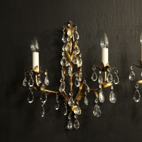FLORENTINE PAIR OF GILDED TWIN ARM WALL LIGHTS - ADDITIONAL PHOTO 1