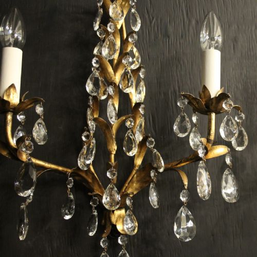 FLORENTINE PAIR OF GILDED TWIN ARM WALL LIGHTS - ADDITIONAL PHOTO 2