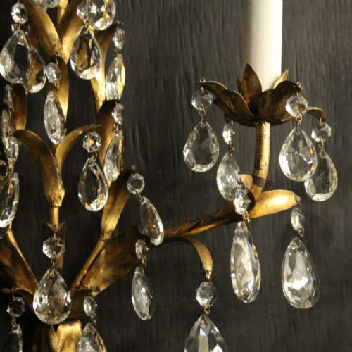 FLORENTINE PAIR OF GILDED TWIN ARM WALL LIGHTS - ADDITIONAL PHOTO 4