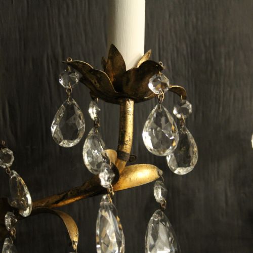 FLORENTINE PAIR OF GILDED TWIN ARM WALL LIGHTS - ADDITIONAL PHOTO 5
