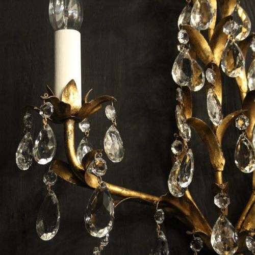 FLORENTINE PAIR OF GILDED TWIN ARM WALL LIGHTS - ADDITIONAL PHOTO 6