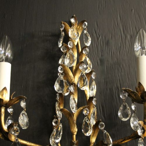 FLORENTINE PAIR OF GILDED TWIN ARM WALL LIGHTS - ADDITIONAL PHOTO 8