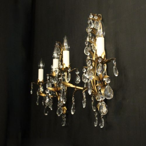 FLORENTINE PAIR OF GILDED TWIN ARM WALL LIGHTS - ADDITIONAL PHOTO 9