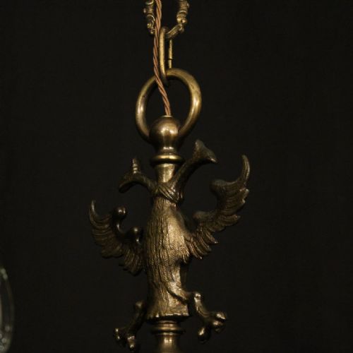 FLEMISH OXIDISED BRASS 8 ARM ANTIQUE CHANDELIER - ADDITIONAL PHOTO 7
