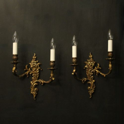 french pair of gilded bronze antique wall lights - CATEGORY: ANTIQUE LIGHTING - DATED 1920