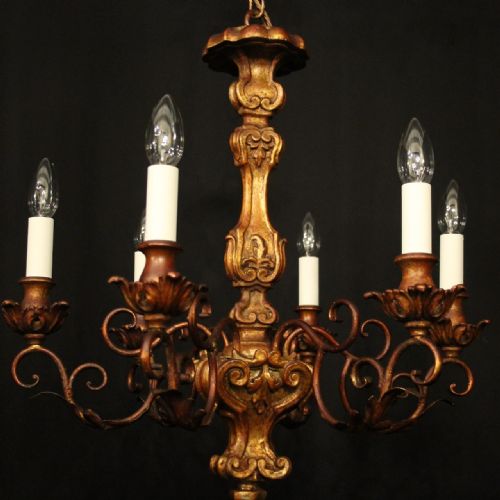 FLORENTINE 6 LIGHT POLYCHROME ANTIQUE CHANDELIER - ADDITIONAL PHOTO 1