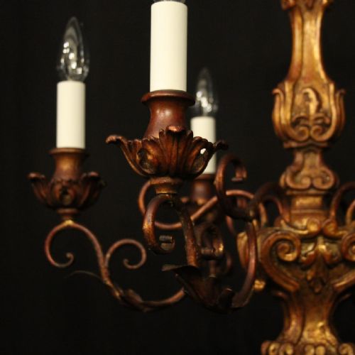 FLORENTINE 6 LIGHT POLYCHROME ANTIQUE CHANDELIER - ADDITIONAL PHOTO 2