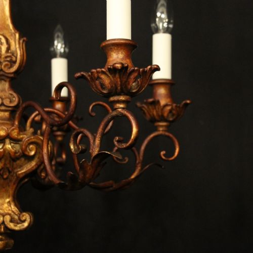 FLORENTINE 6 LIGHT POLYCHROME ANTIQUE CHANDELIER - ADDITIONAL PHOTO 3