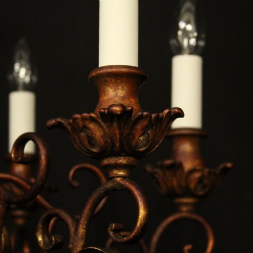 FLORENTINE 6 LIGHT POLYCHROME ANTIQUE CHANDELIER - ADDITIONAL PHOTO 4