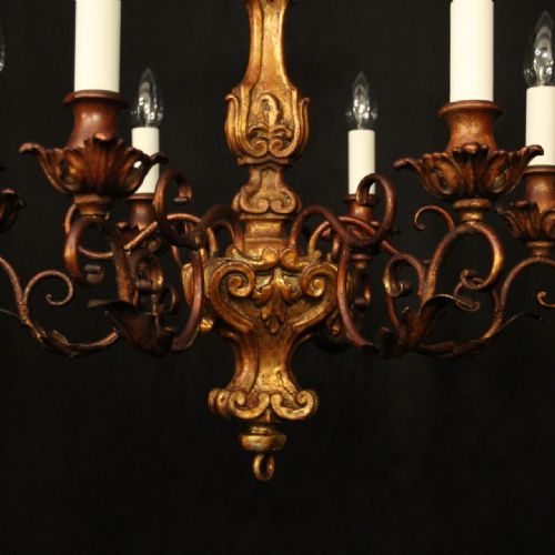 FLORENTINE 6 LIGHT POLYCHROME ANTIQUE CHANDELIER - ADDITIONAL PHOTO 5