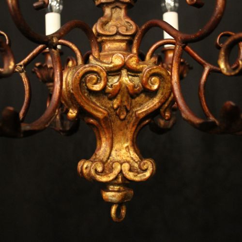 FLORENTINE 6 LIGHT POLYCHROME ANTIQUE CHANDELIER - ADDITIONAL PHOTO 6