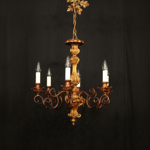 FLORENTINE 6 LIGHT POLYCHROME ANTIQUE CHANDELIER - ADDITIONAL PHOTO 8