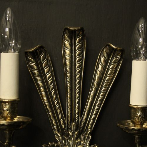 FRENCH PAIR OF BRASS ANTIQUE WALL LIGHTS - ADDITIONAL PHOTO 3