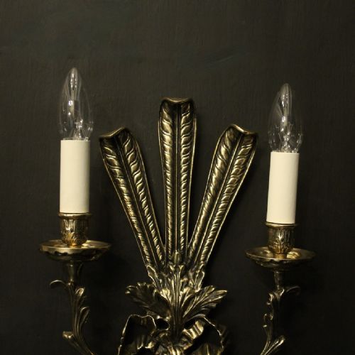FRENCH PAIR OF BRASS ANTIQUE WALL LIGHTS - ADDITIONAL PHOTO 4