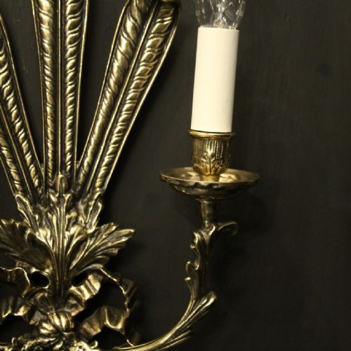 FRENCH PAIR OF BRASS ANTIQUE WALL LIGHTS - ADDITIONAL PHOTO 5