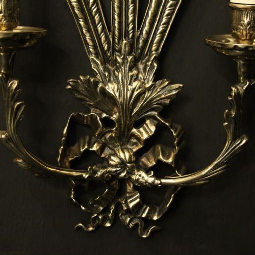 FRENCH PAIR OF BRASS ANTIQUE WALL LIGHTS - ADDITIONAL PHOTO 6