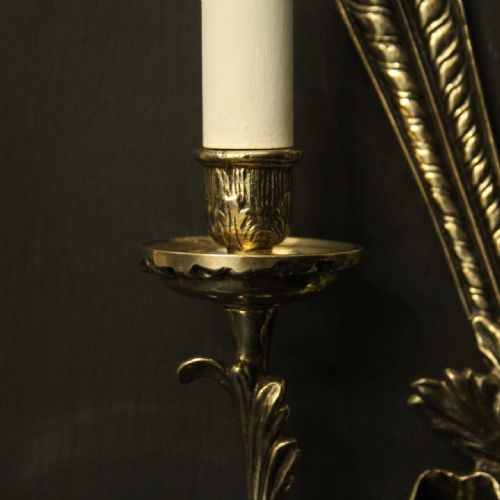FRENCH PAIR OF BRASS ANTIQUE WALL LIGHTS - ADDITIONAL PHOTO 7